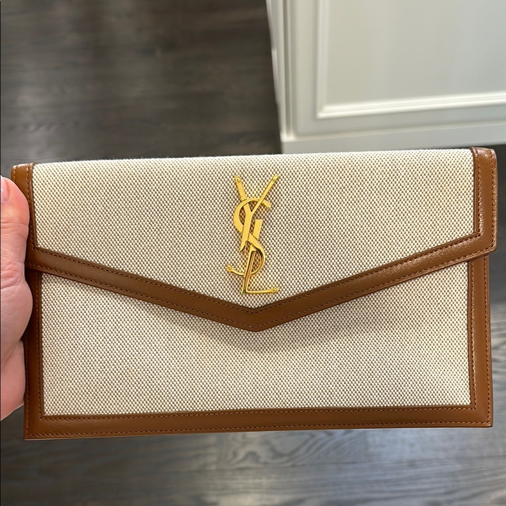 Yves Saint Laurent Beige and Brown Men's Clutch